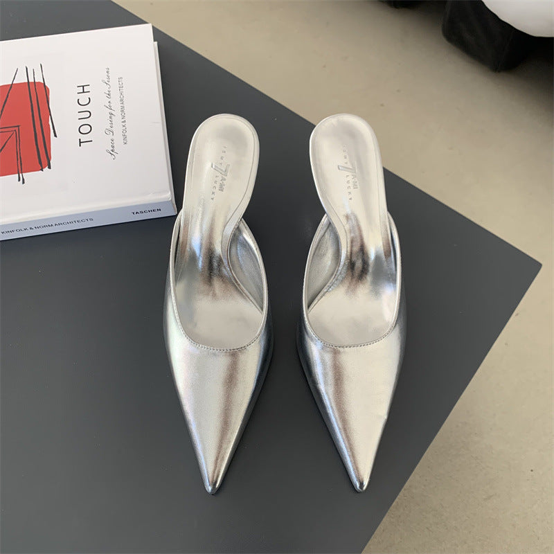 Women's Pointed Toe Stiletto Toe Box Half Slippers