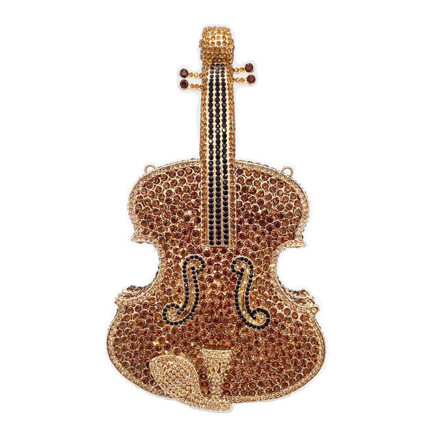 Amazing Luxury Violin Crystal Evening Bags Party Handbag