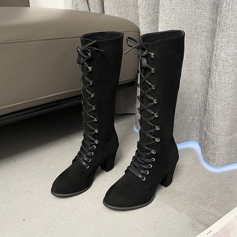 Bottes de chevalier simples à lacets grande taille pour enfants