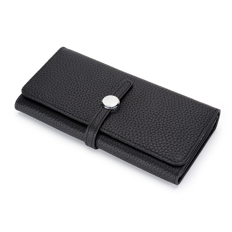 Women's Leather Long Wallet With Large Capacity Folding