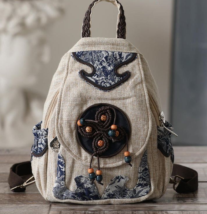 Retro Style Artistic Crafts Woven Pouch Leisure And Convenient Dual-use Canvas Chest Bag Multi-zipper