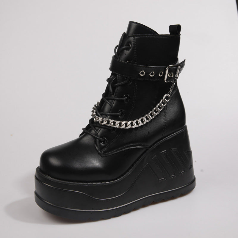 Plus Size Thick-soled Belt Buckle Martin Boots For Women