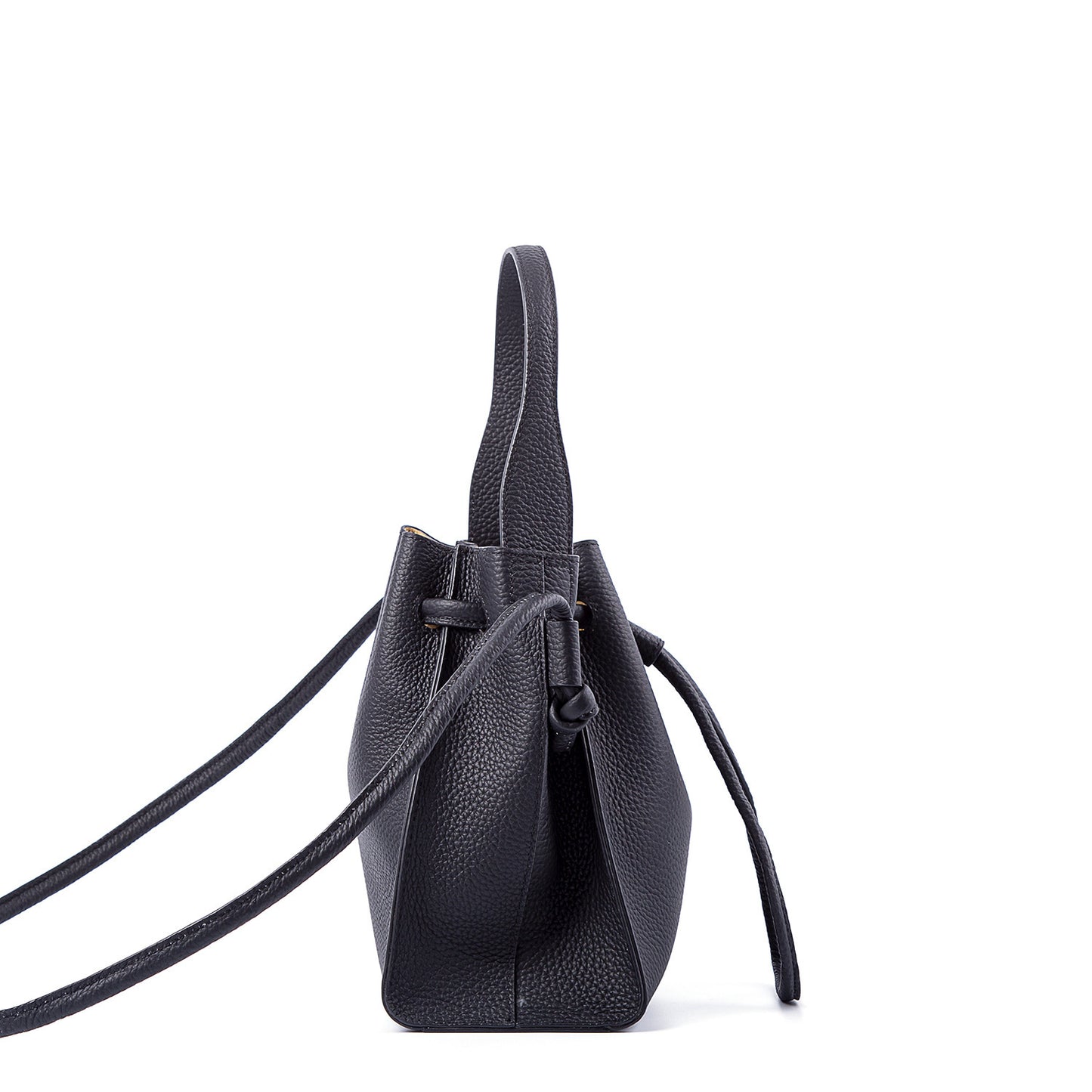 New Half-handmade Bucket Bag First Layer Soft Cowhide Drawstring Shoulder Bag For Women