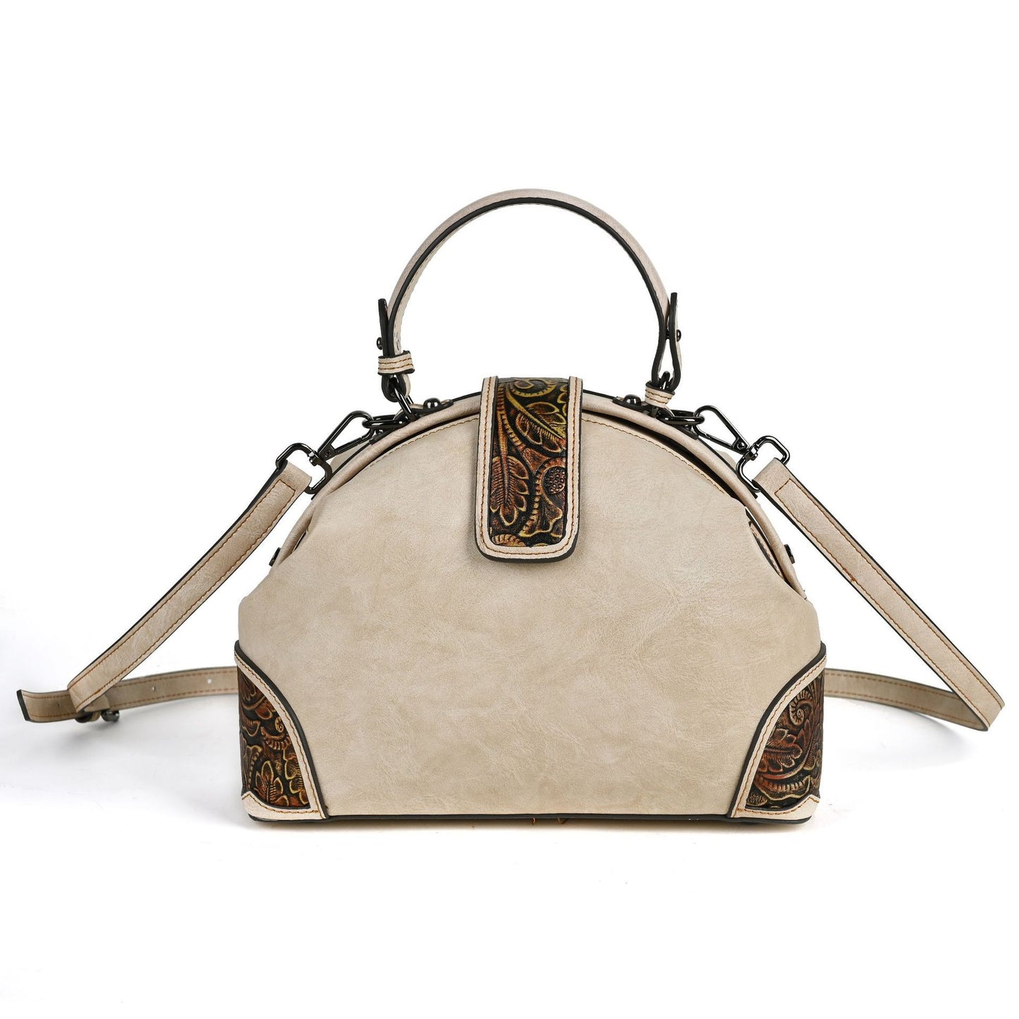 Bolso de mano con clip en relieve tridimensional, de estilo nacional retro, para mujer, hecho a mano