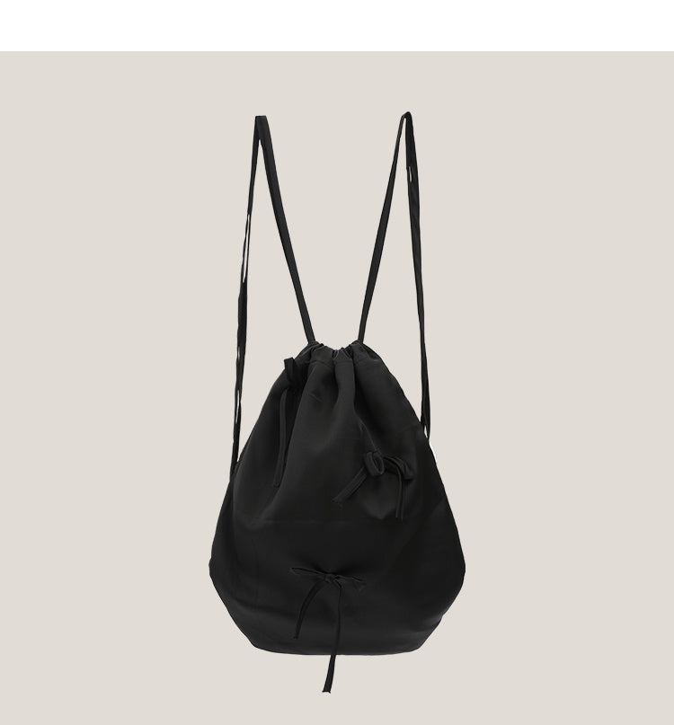 Silk Bow Drawstring Backpack Women's Cloth Bags