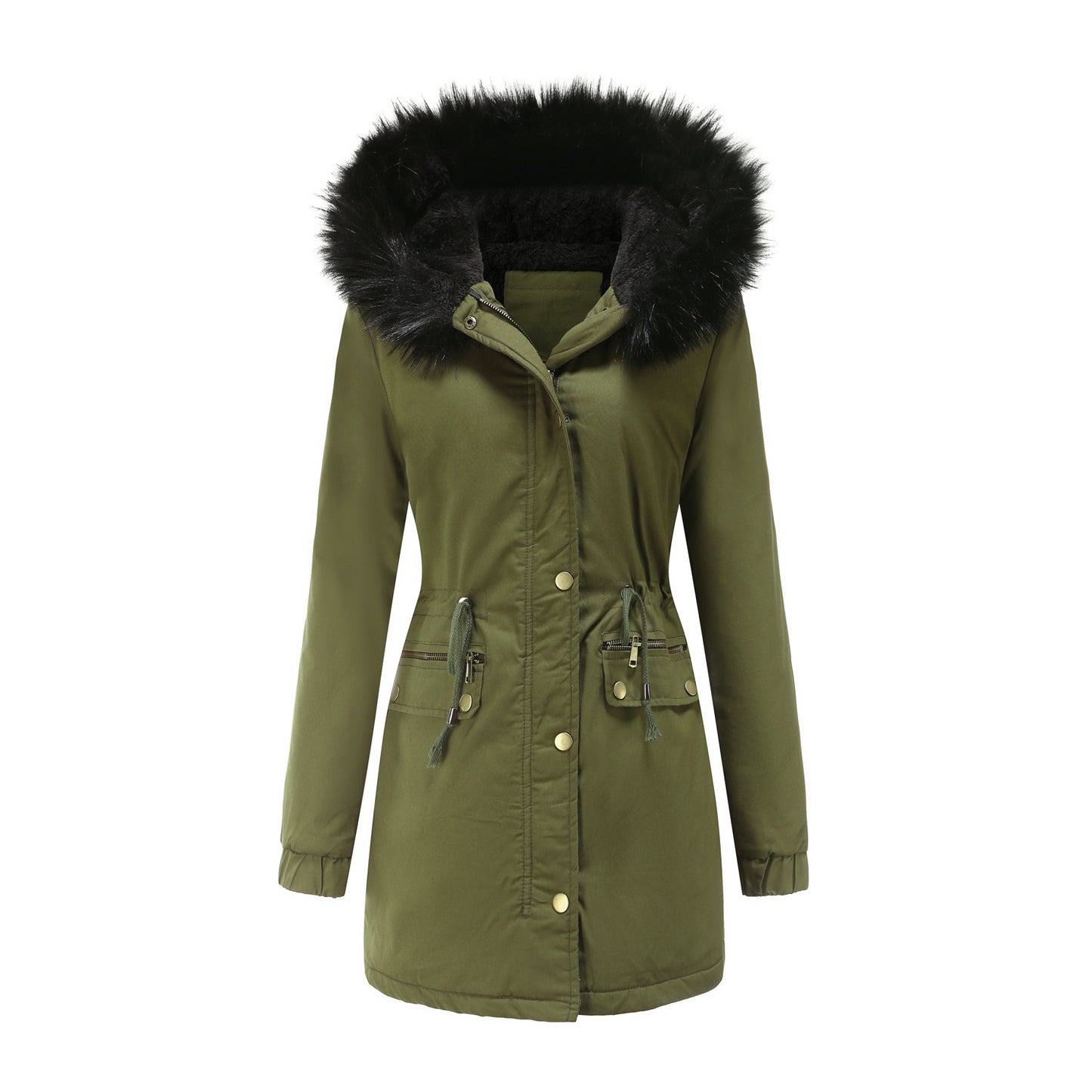 Women's Mid-length Fur Collar Coat Parker Cotton-padded Coat