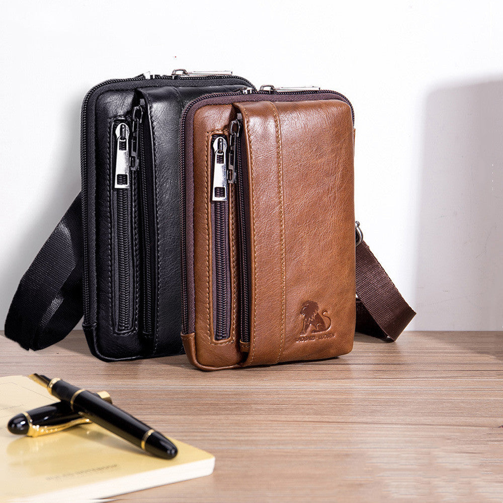 Men's Leather Phone Bag Multifunctional Hook Wearing Belt