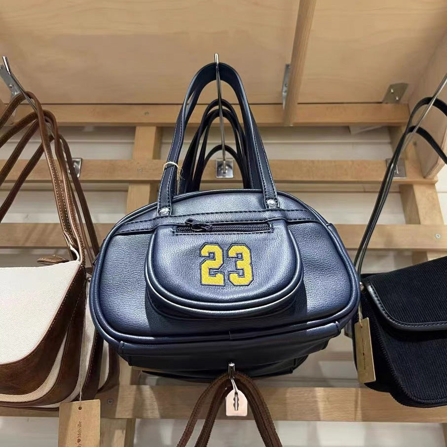 Retro Navy Blue Bowling Handbag