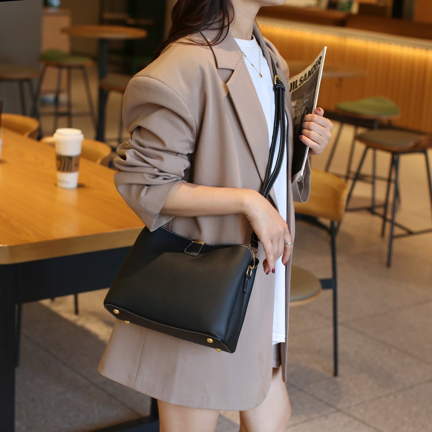 Large Capacity First Layer Leather Crossbody Bag