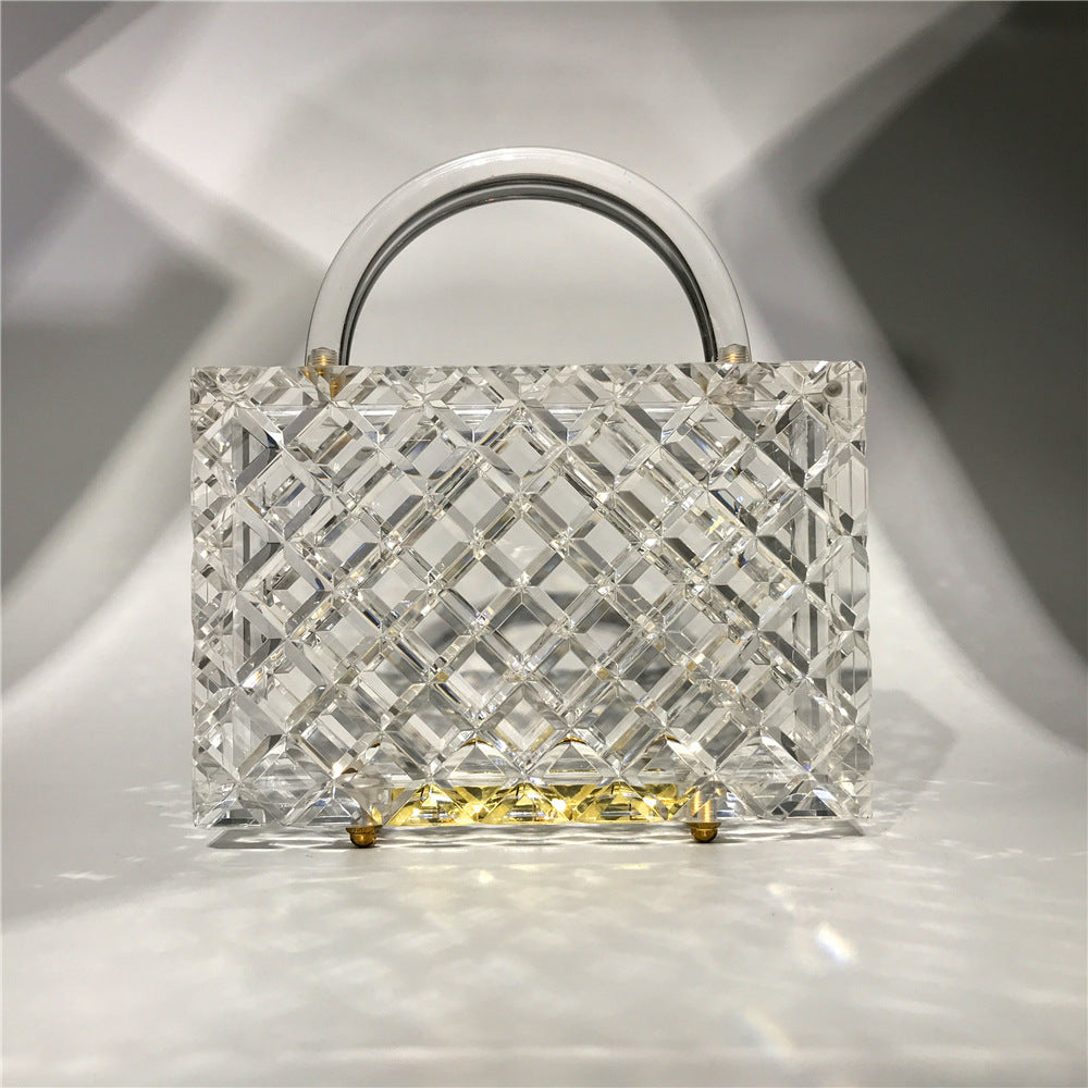 Super Thick Checkered New Transparent Acrylic Handbag