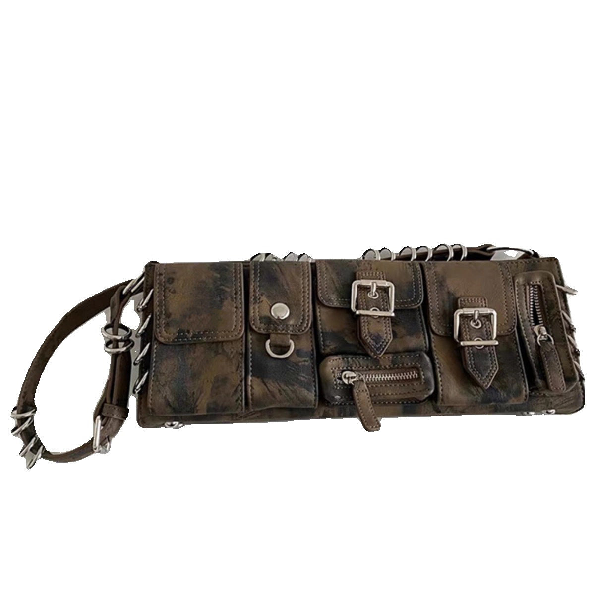 Special-interest Design Long Multi-pocket Ring Shoulder Bag