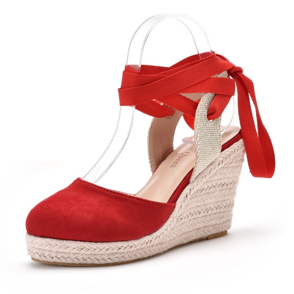 Bohemian Round Toe Platform Wedge Sandals For Women