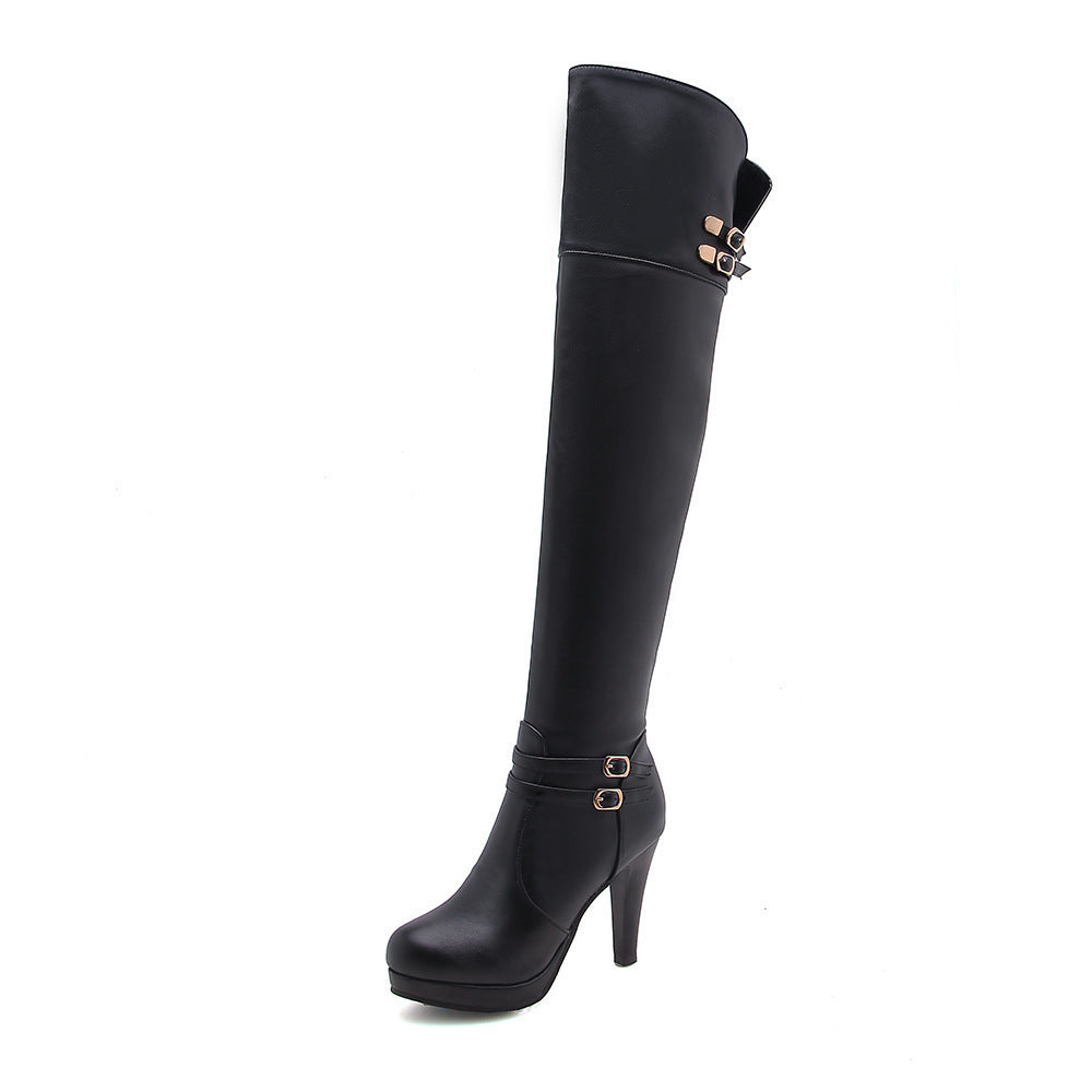 European And American Sexy Wine Cup Heel High Heel Waterproof Platform Plus Size Over The Knee Boots