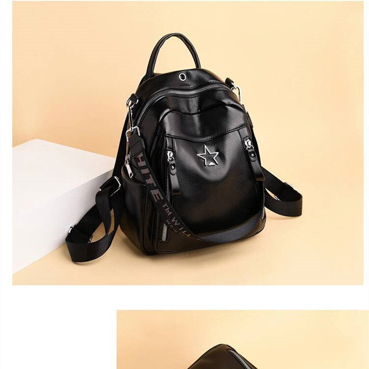 Women's Soft Leather Trendy All-match Fashion Backpack