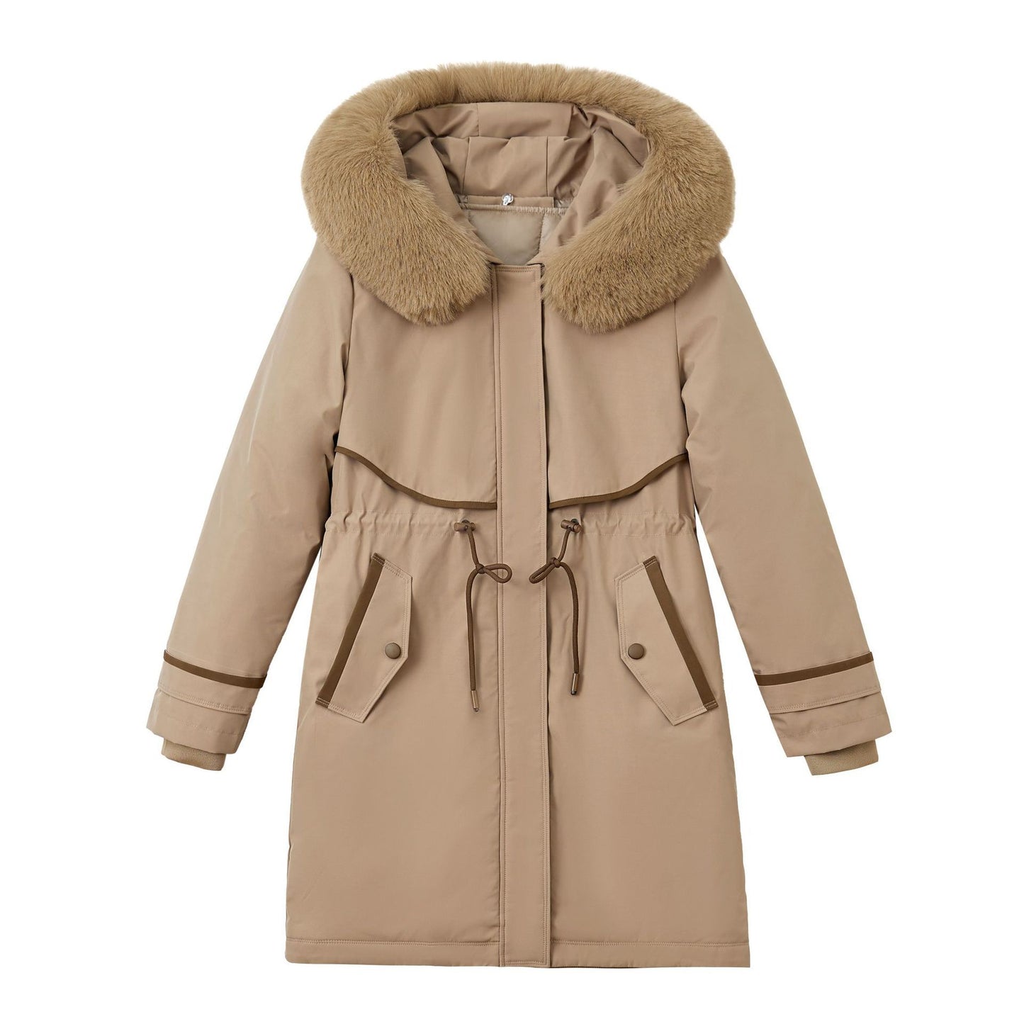 Women's Cotton-padded Coat With Removable Lining Hooded Down