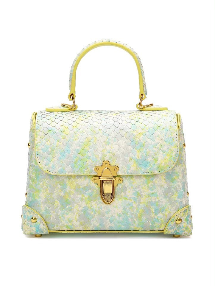 Women's Toe Layer Cowhide Fashion Snake Pattern Handbag