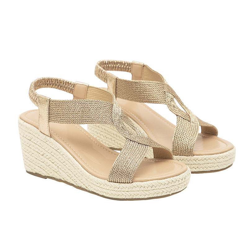 Sandalias de cuña con plataforma para mujer, moda casual