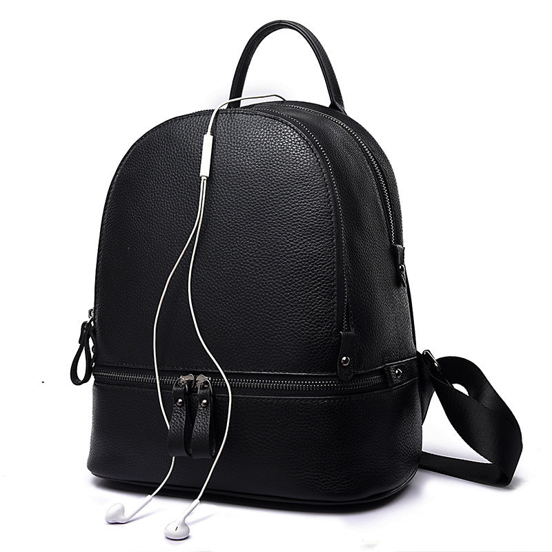 Mochila de cuero informal de moda coreana para mujer