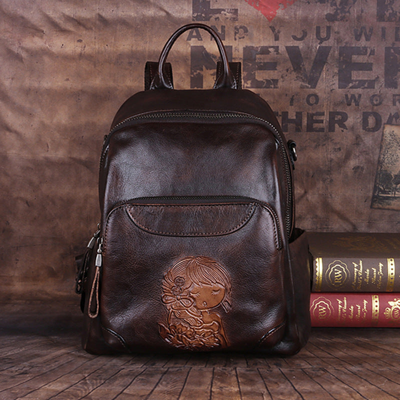 First Layer Leather Multi-purpose Retro Backpack