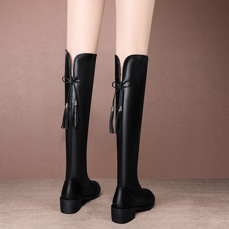 Women's Fashionable And Versatile Thick Heeled Thigh-high Boots