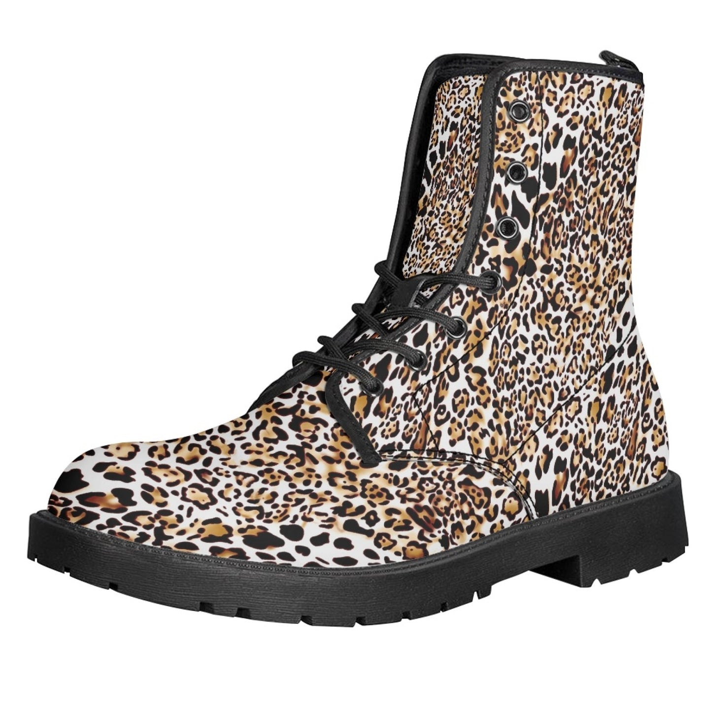 Printed Women's Leather Flat Bottom Low Heel British Martin Boots