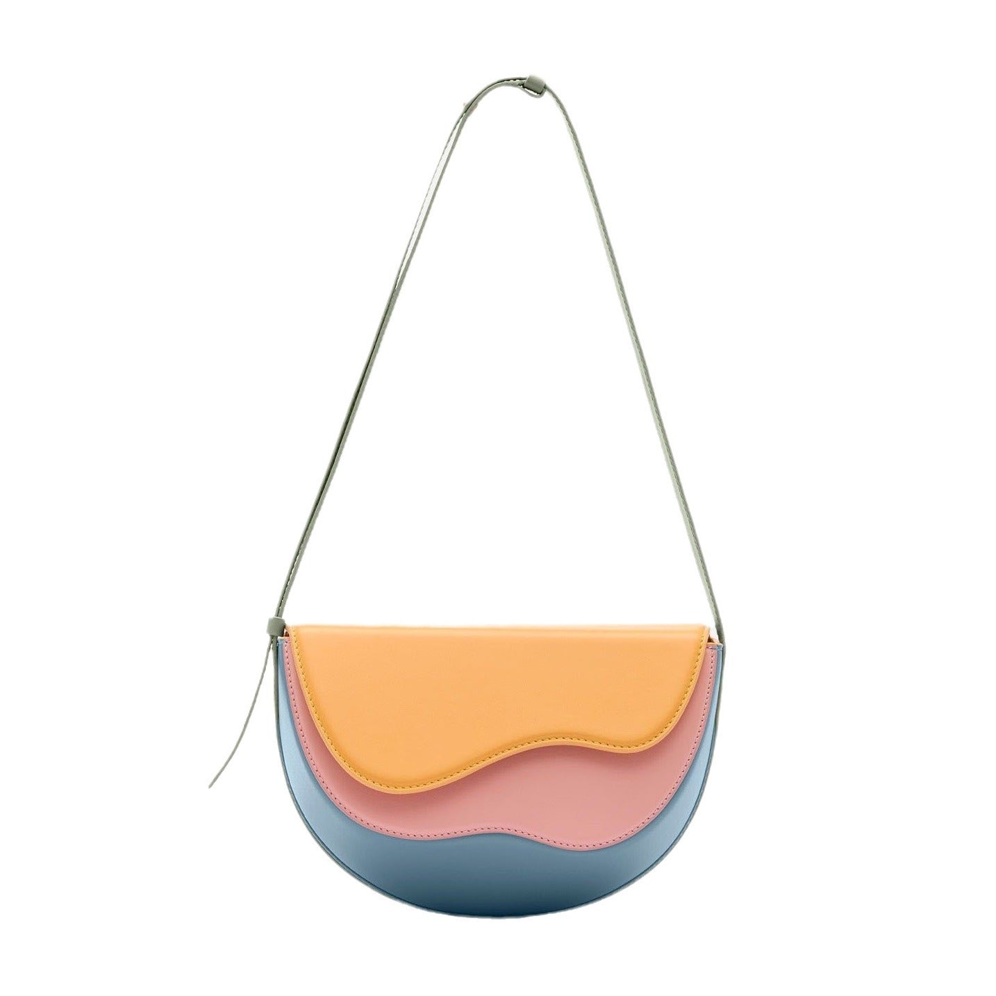 Stitching Unique Curve Multicolor Saddle Bag