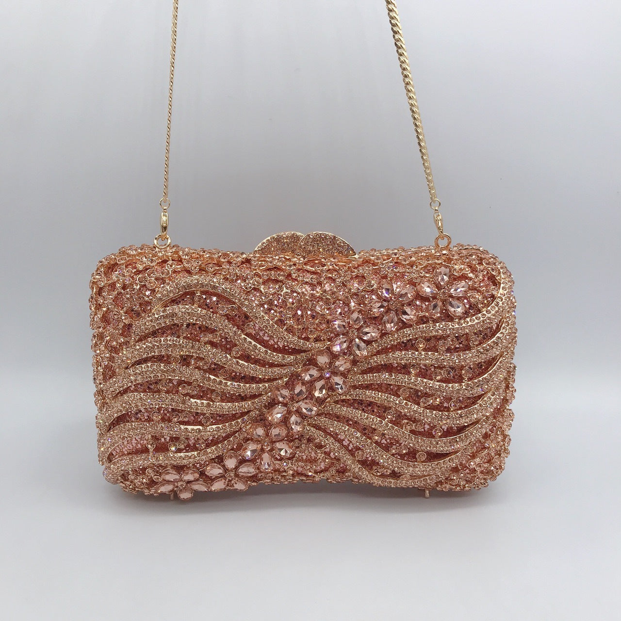 Bolso de noche con lazo y diamantes, con diamantes de imitación, estilo europeo y americano