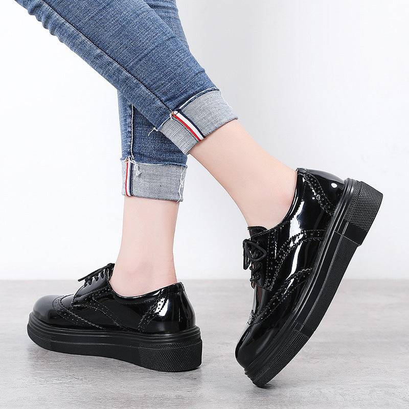 Chunqiu Patent Leather Thick Soled Pu Leather Women's Shoes