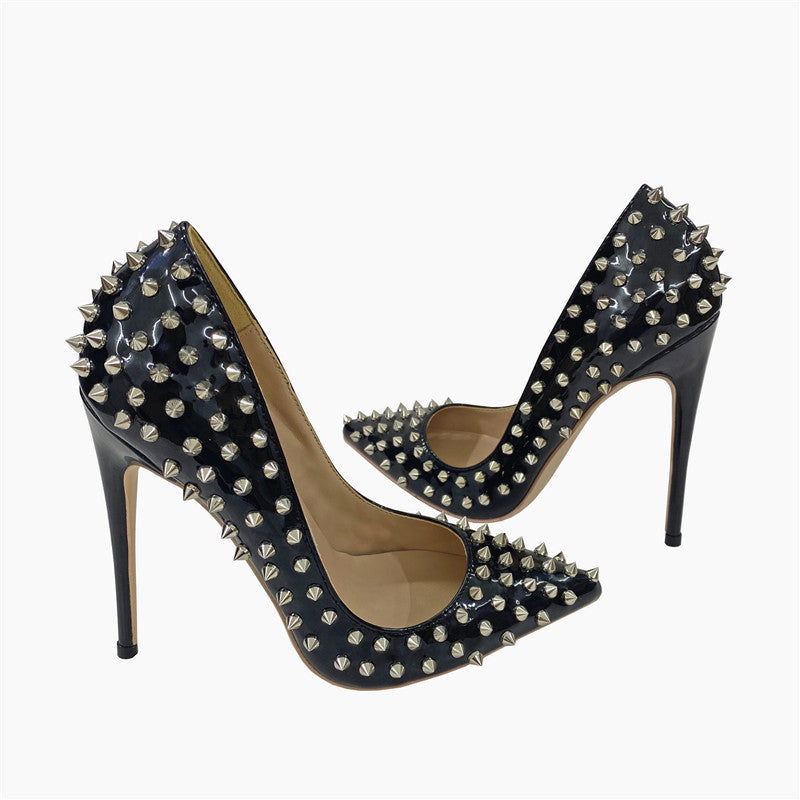 Rivet High Heels Pointed Stiletto Low-cut Shoes