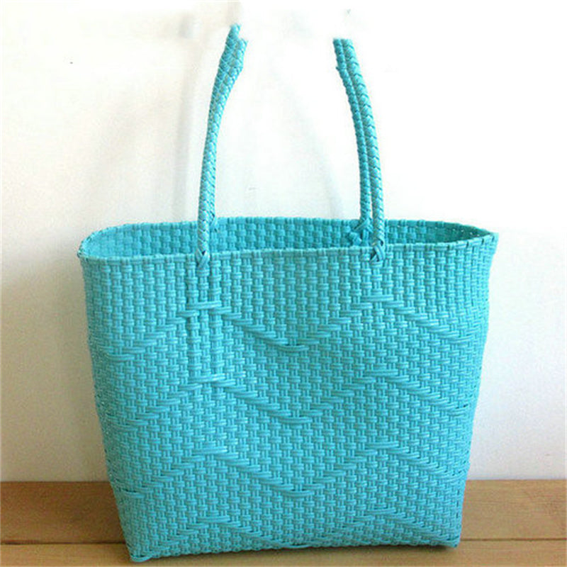 Women's Woven Wavy Tote Shopping Basket