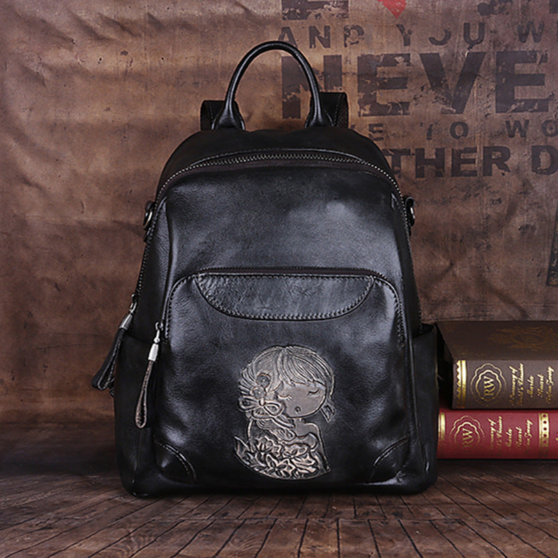 First Layer Leather Multi-purpose Retro Backpack