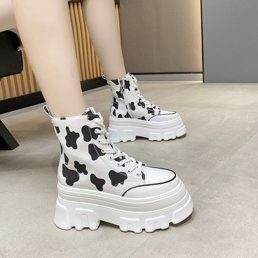 Women's Trendy Leopard Print Platform Canvas Shoes