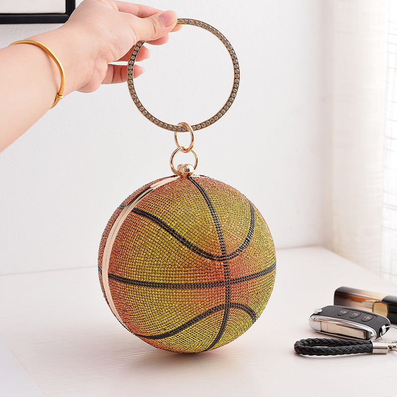 Bolsa de cena con forma de baloncesto colorida y redonda con diamantes