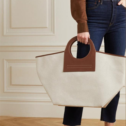 Trendy Leather Canvas Panel Travel Bag