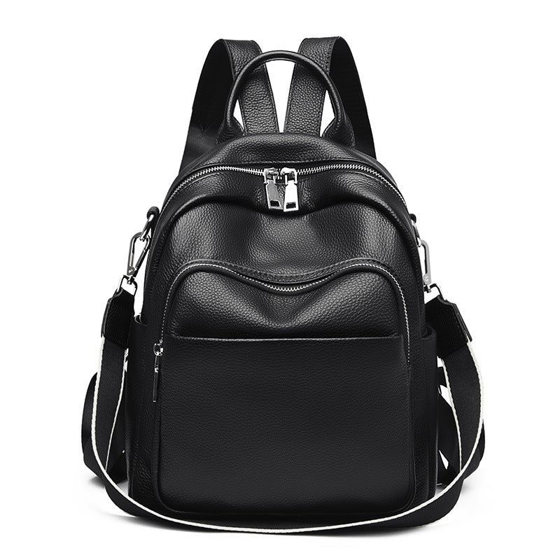 Leather Backpack Women's New First Layer Cowhide Simple All-match