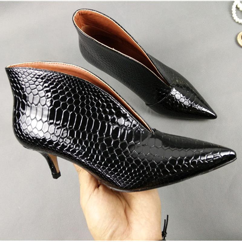 Pointed Toe Thin High Heel Lacquer Short Boots For Women