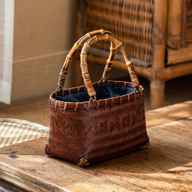 Bolso de mano para mujer hecho a mano con tejido de bambú