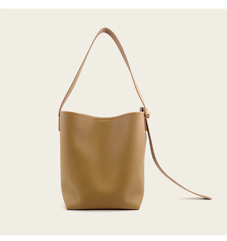 Fashion All-match Crossbody Special-interest Design Cowhide Bucket Bag