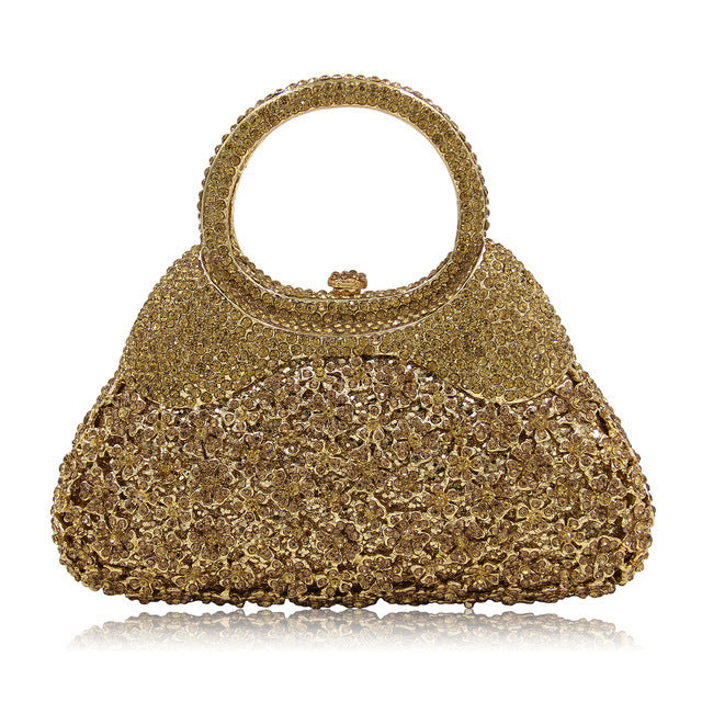 Bolso de noche para mujer hecho a mano con cristales calados y diamantes