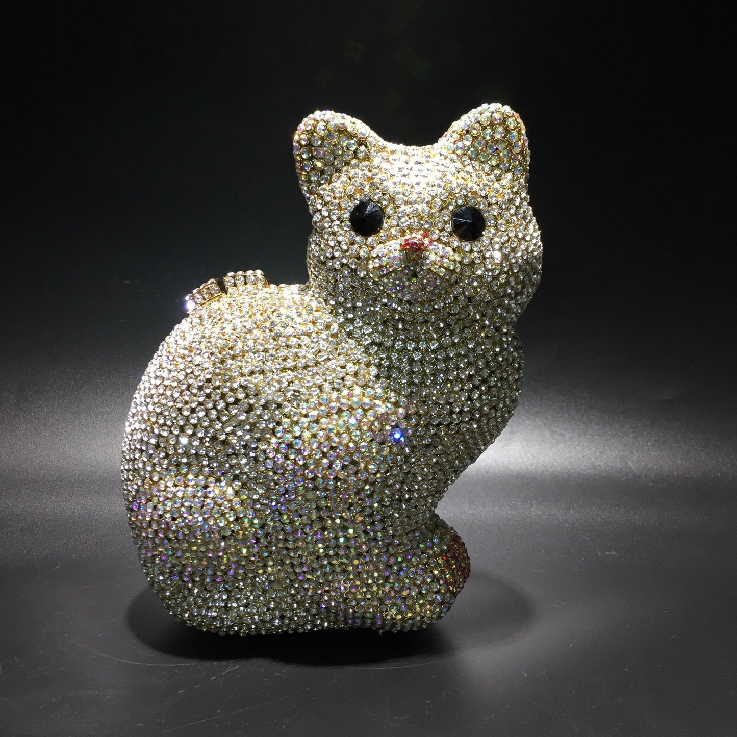 Kitty Rhinestone Stranded Crystal Evening Bag