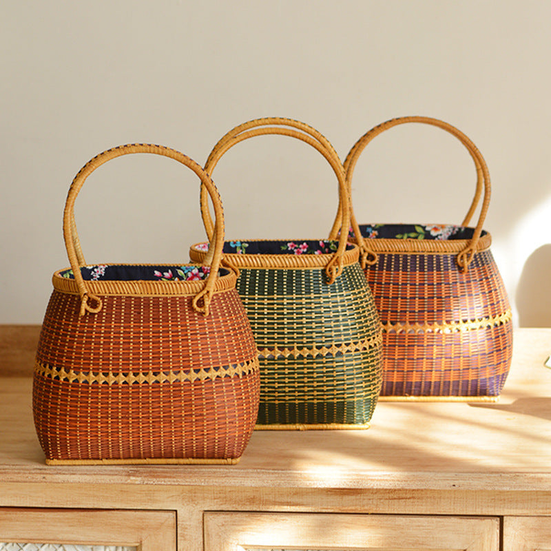 Storage Picnic Travel Hand-woven Bamboo Handbag