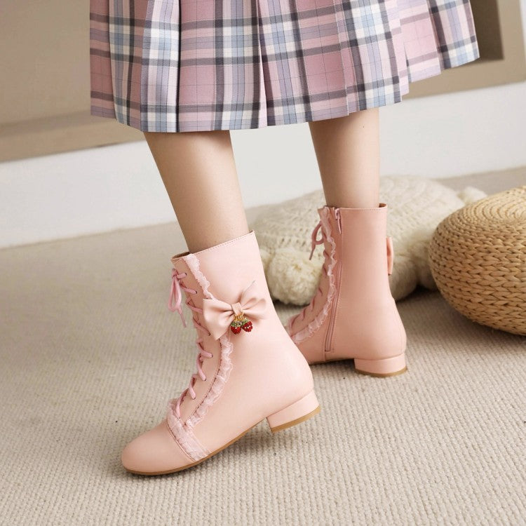 Botas planas con lazo y cordones para mujer Sweet Bow Darling