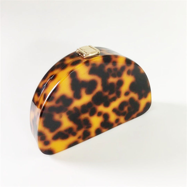 Leopard Print Semicircle Acrylic Clutch Women