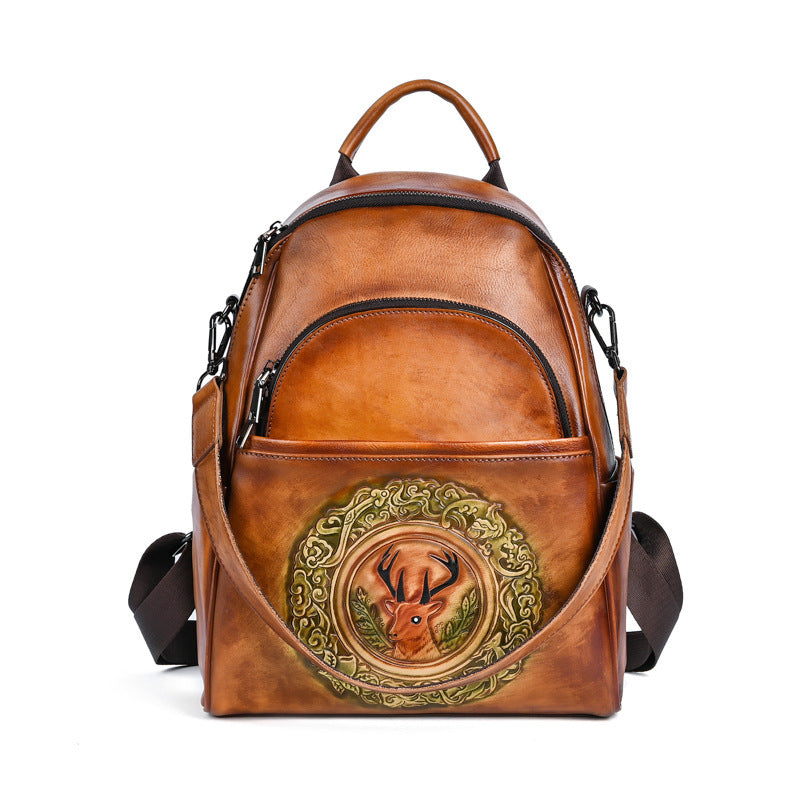 Large Capacity Backpack With Personalized Deer Head Design