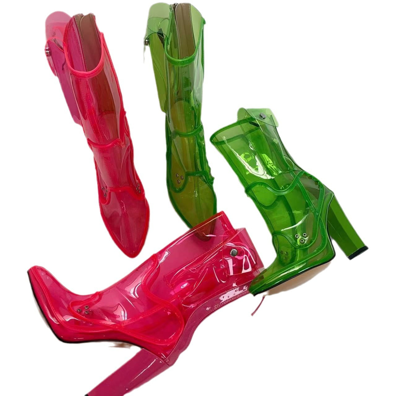 Women's Fashion PC Flashing Light Transparent Boots