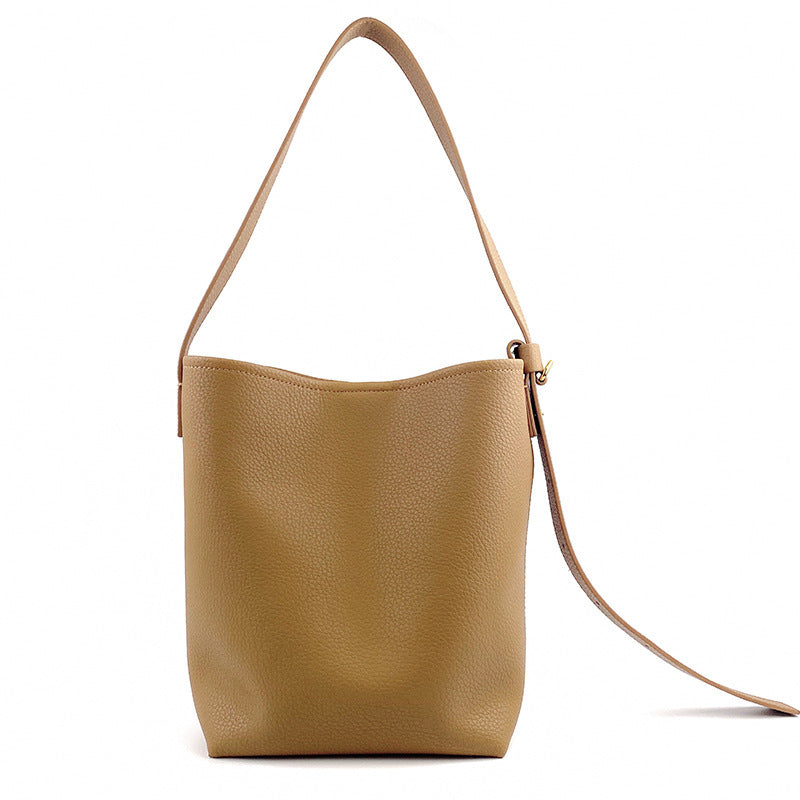 Fashion All-match Crossbody Special-interest Design Cowhide Bucket Bag