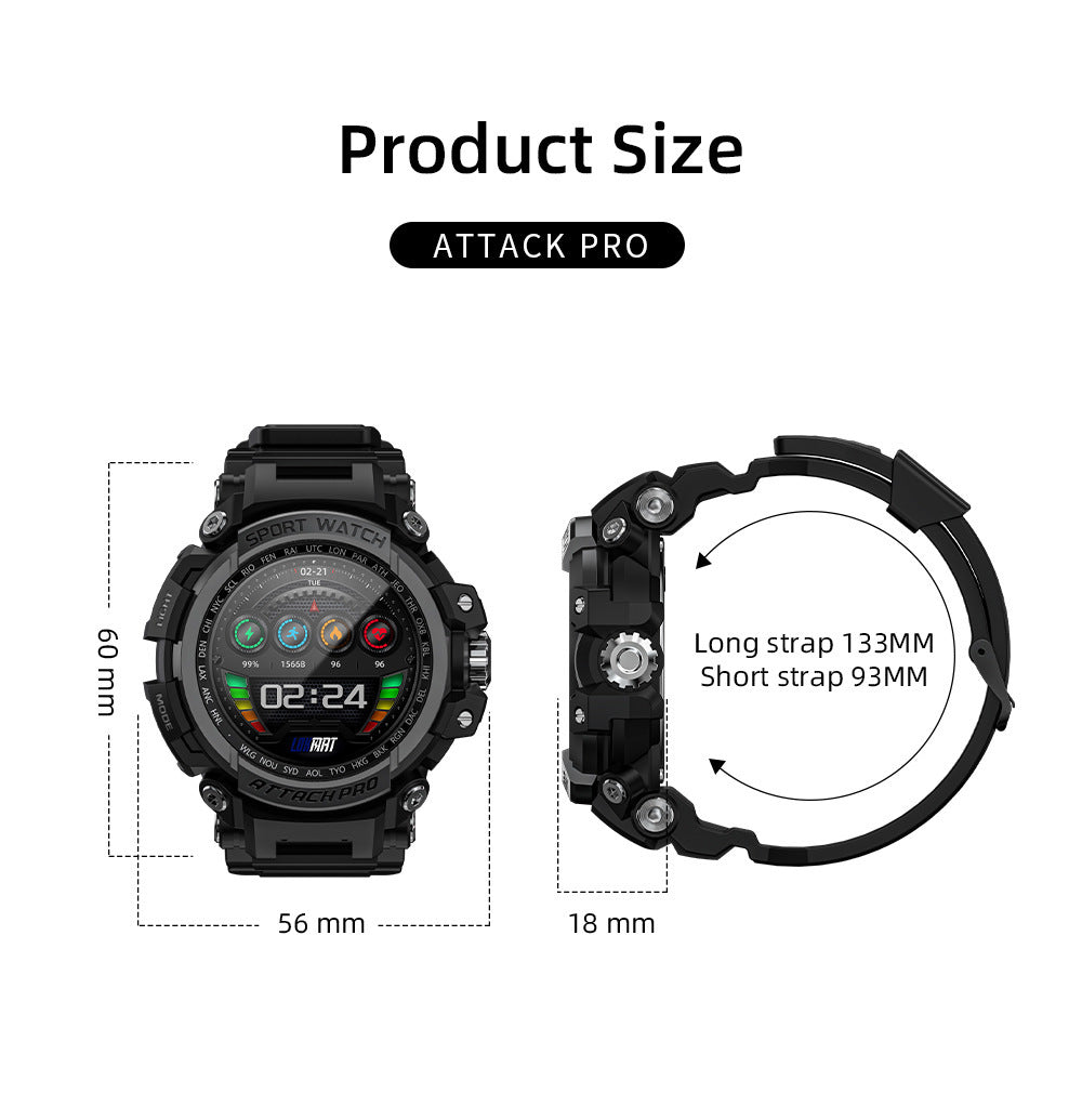 Reloj inteligente deportivo para exteriores con tres pruebas y llamadas Bluetooth