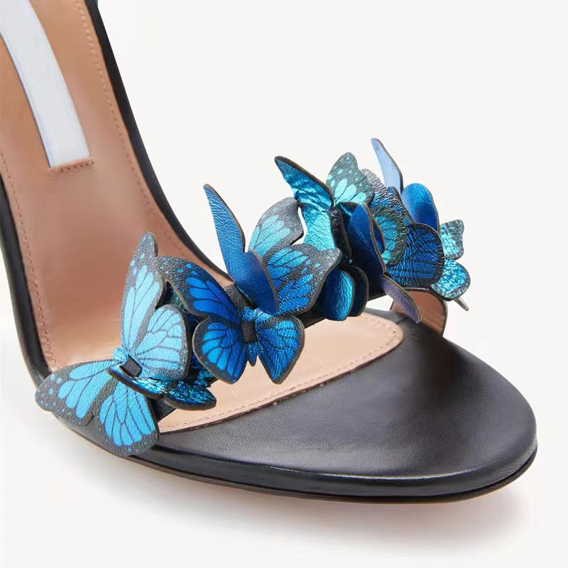 Lace-up Butterfly Green Sandals Round Toe Women's Outerwear