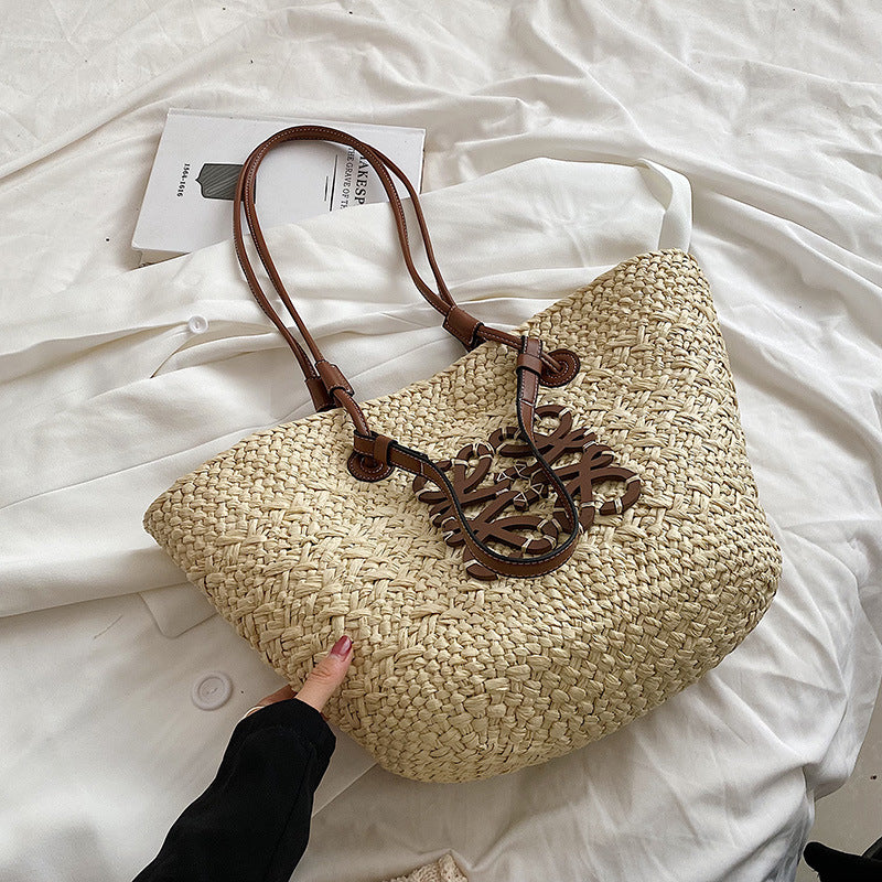 Straw Casual Woven Holiday Tote Bag Ladies Niche