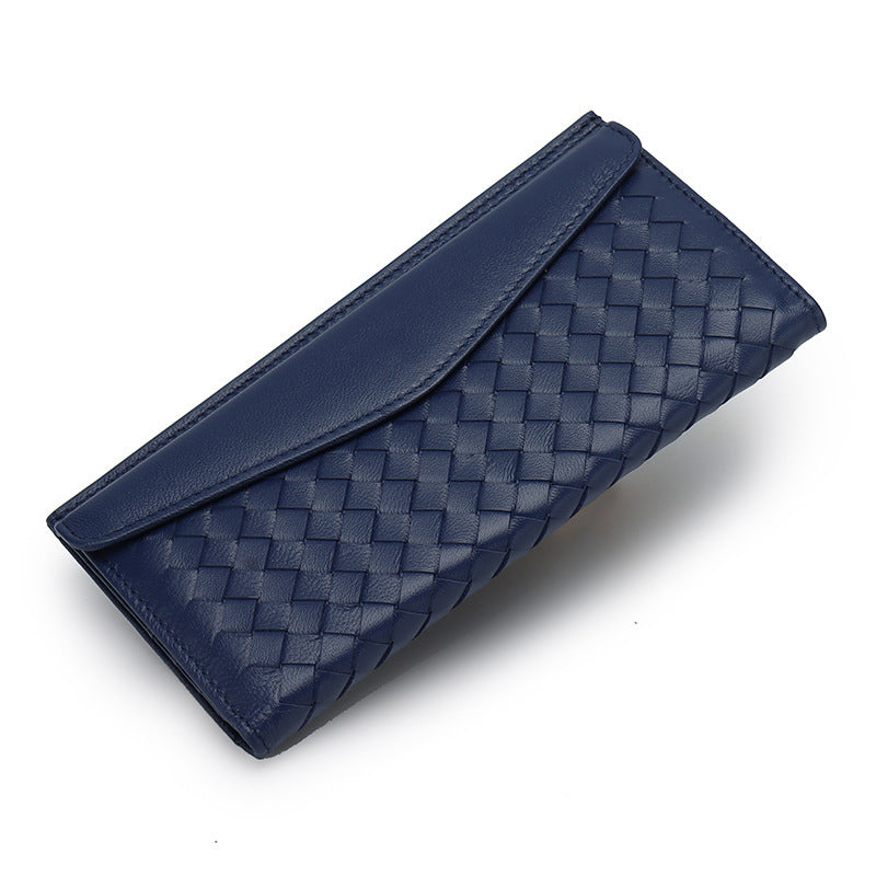 Sheepskin Woven 3 Fold Leather Wallet Korean